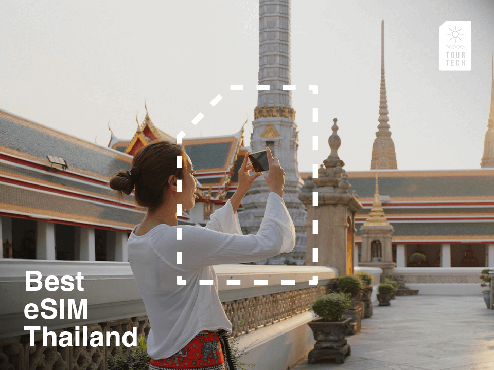 traveler using her phone in thailand with an esim