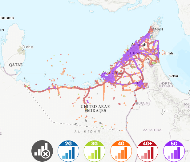 coverage map esim united arab emirates